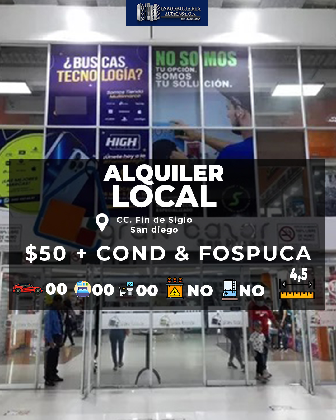 ALTACASA VENDE EXCELENTE LOCAL EN FIN DE SIGLO