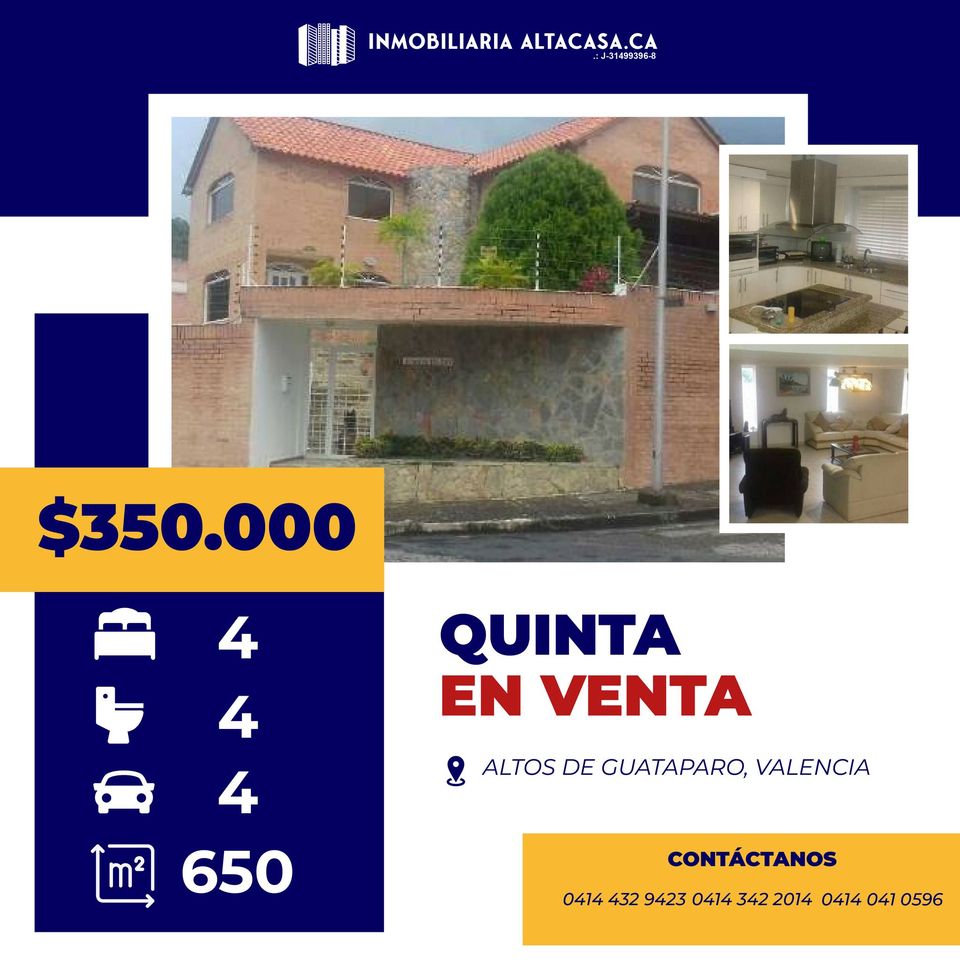 ALTACASA VENDE EXCELENTE QUINTA EN ALTOS DE GUATAPARO