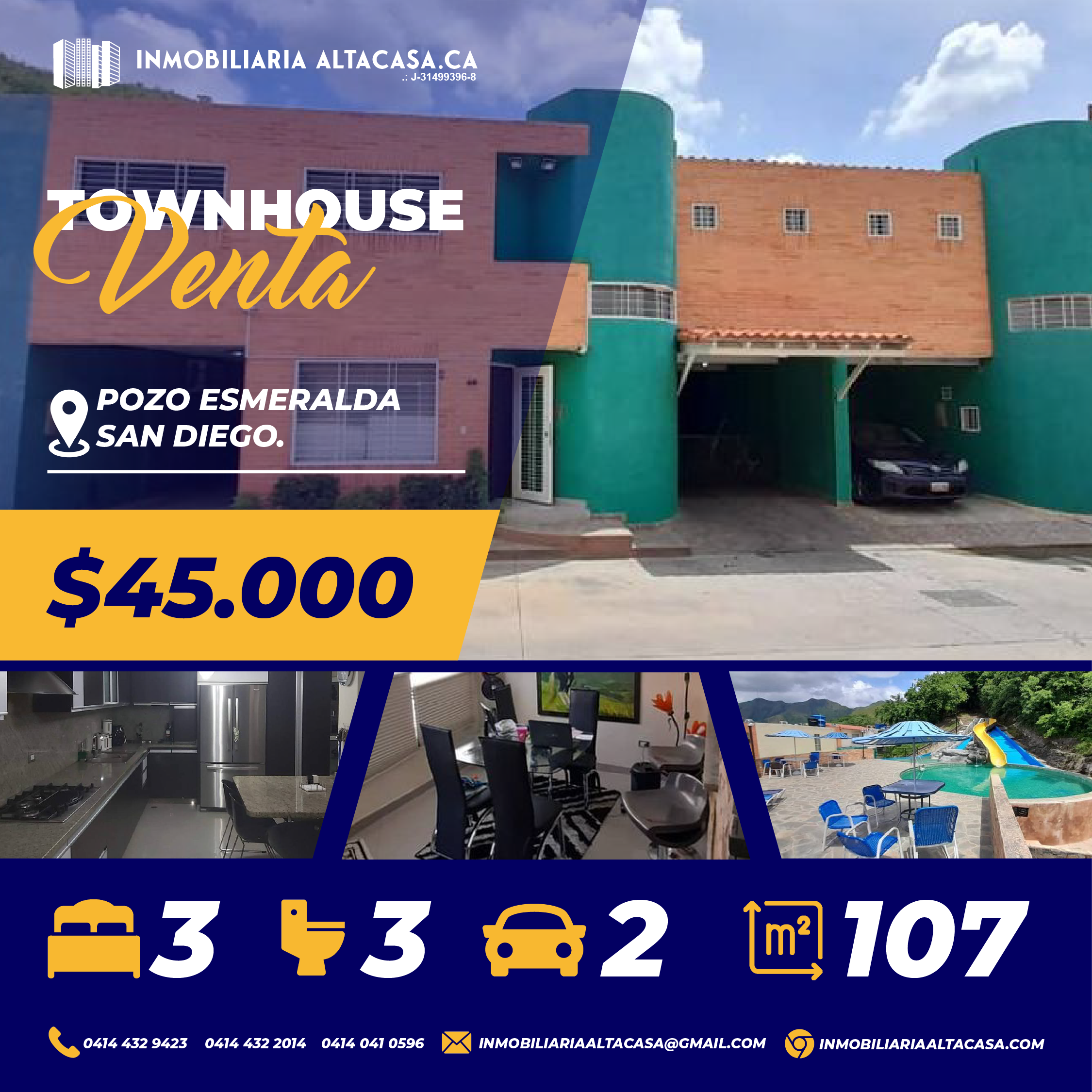 ALTACASA VENDE EXCELENTE TOWNHOUSE EN POZO ESMERALDA