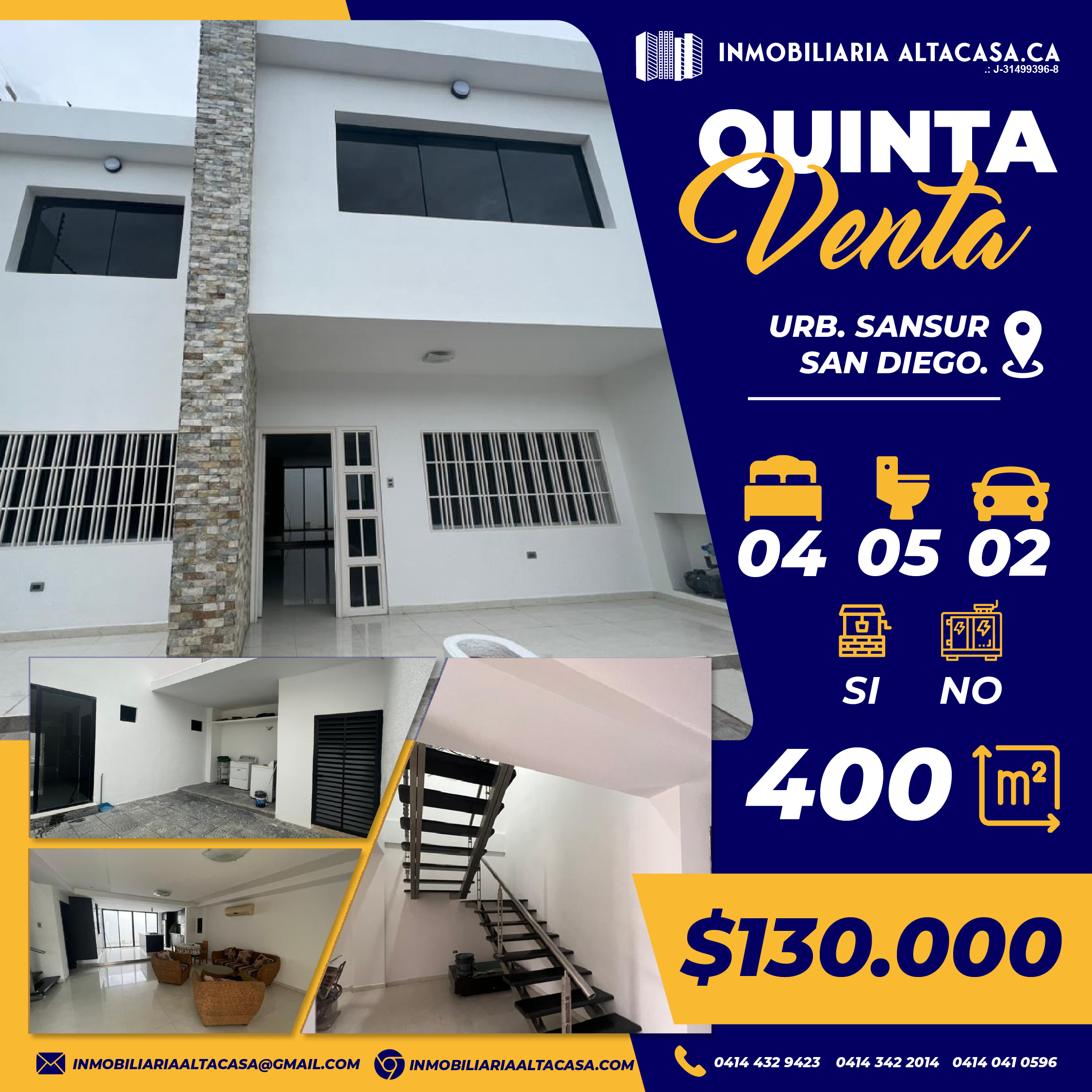 INMOBILIARIA  ALTACASA VENDE EXCELENTE QUINTA EN SAN DIEGO, URB. SANSUR.