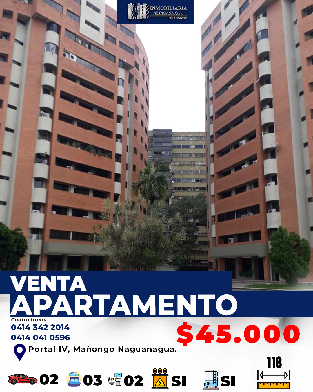 Altacasa vende Excelente Apartamento en Residencia Portal de Mañongo IV