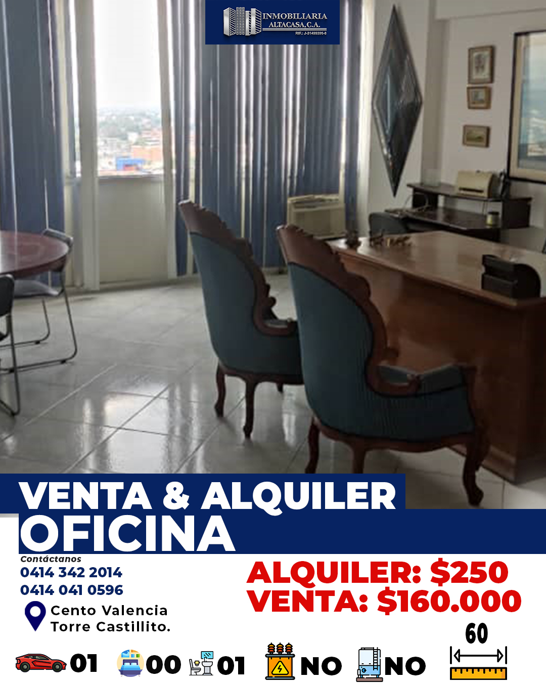 Venta&Alquiler de oficina Centro media cuadra plaza bolivar y gobernación