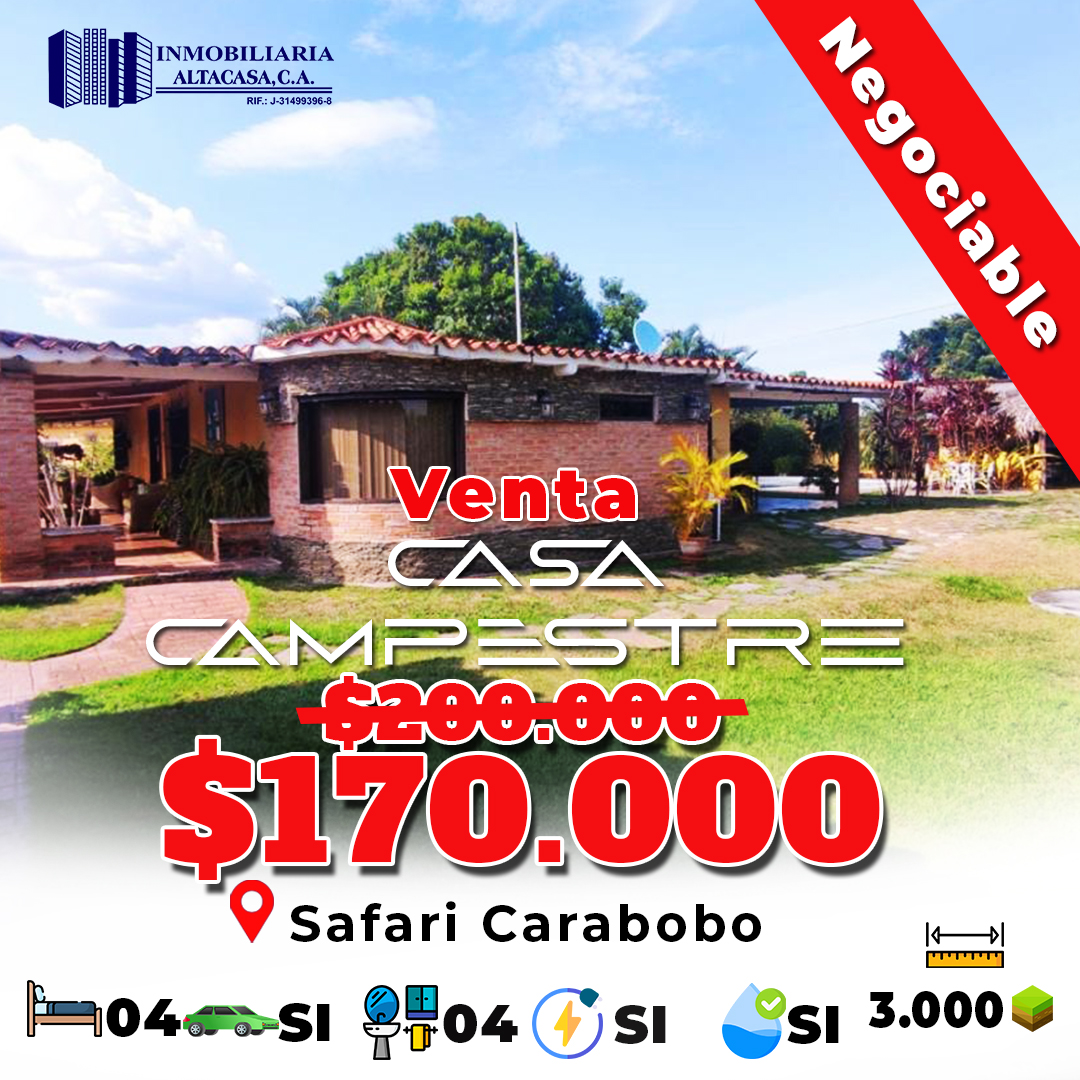 Cod. 58 Casa Campestre  Safari Carabobo
